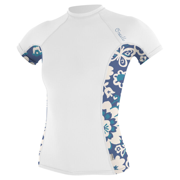 O'Neill Womens Short Sleeved Rash Vest with Sideprint Studio Image