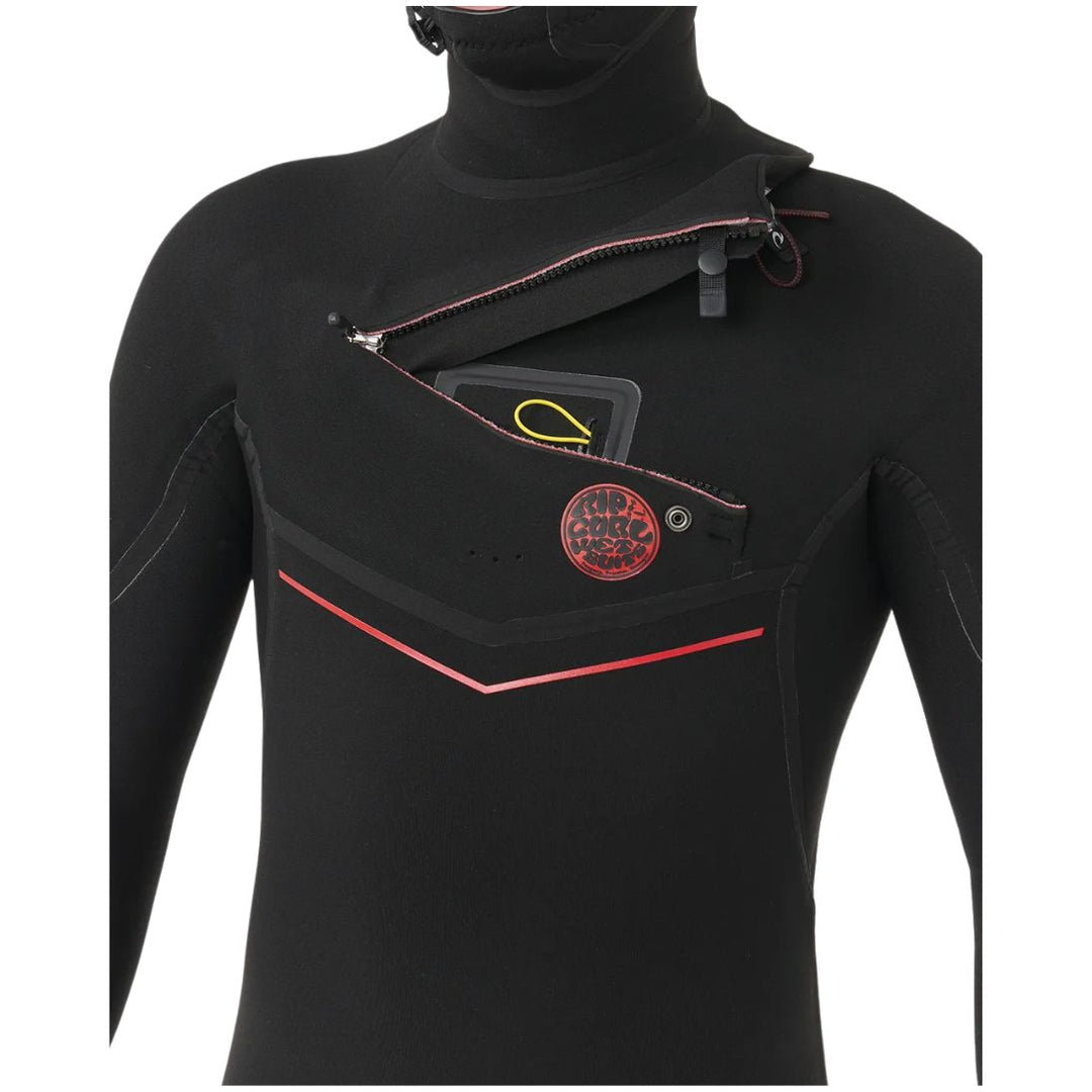 Black wetsuit with a brand logo on a white background
