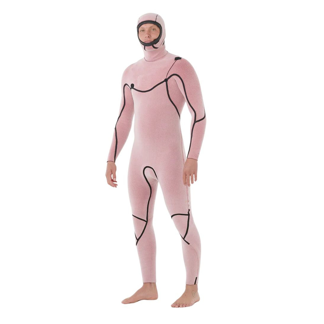 Person wearing a Rip Curl Flashbomb wetsuit inside out, showing the inner lining