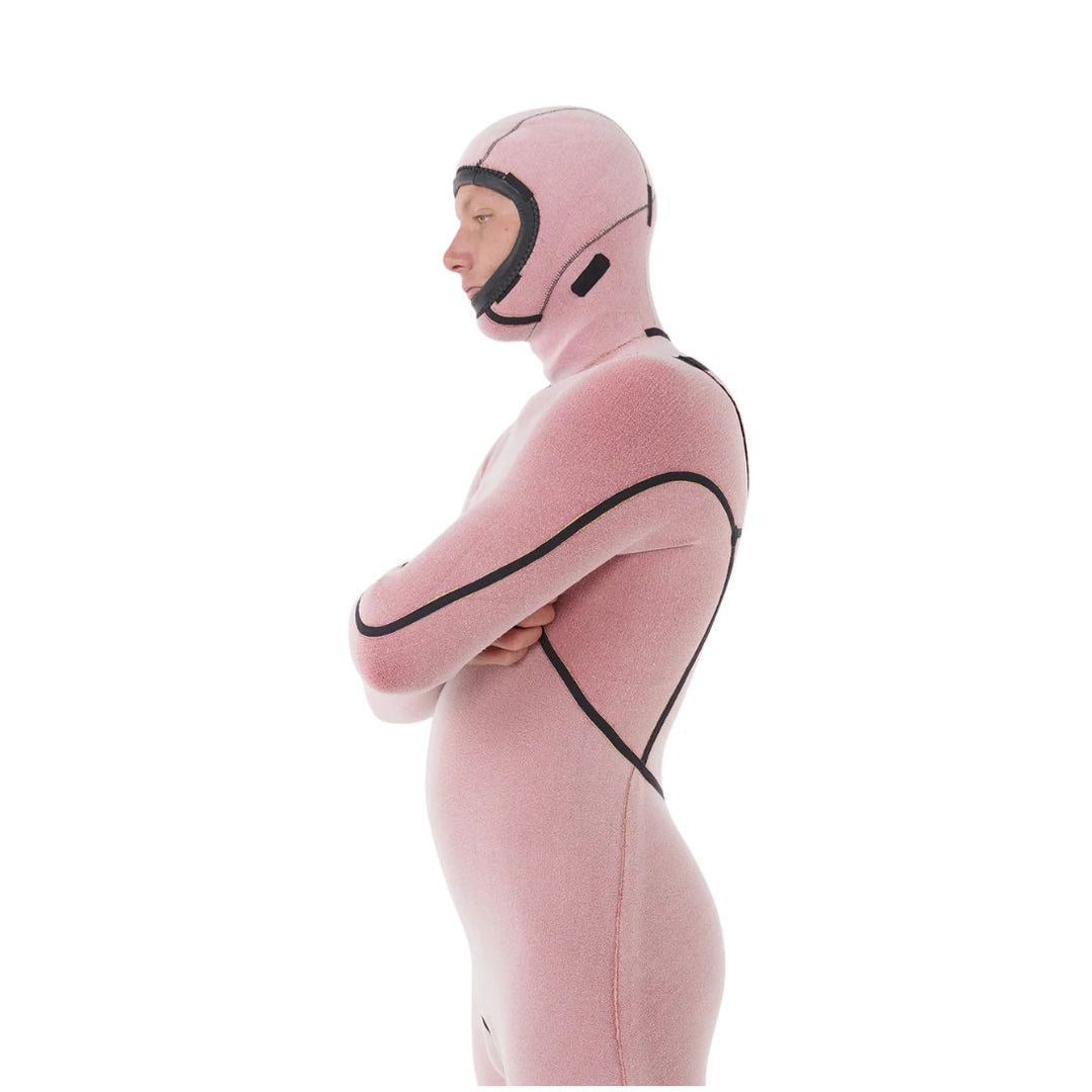 Photo of person wearing Rip Curl Flashbomb wetsuit inside out to show inner lining