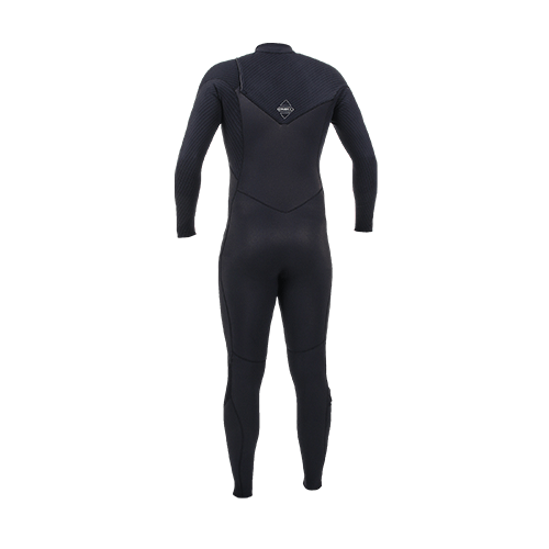 Black O'Neill Hyperfreak 3/2mm mens wetsuit with a chest zip. Back View