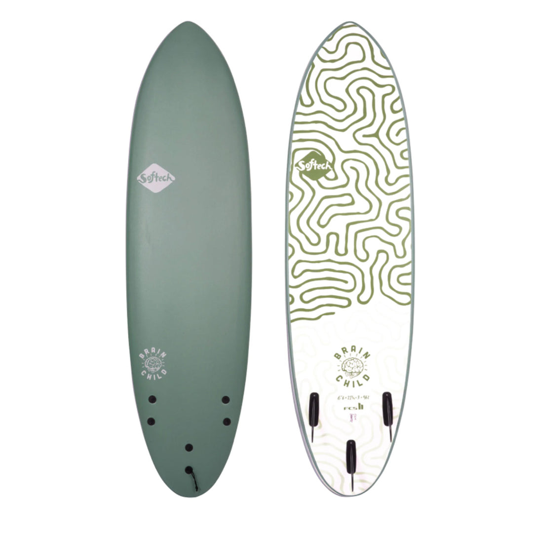 Softech Brainchild Soft Top Surfboard Smoke Green