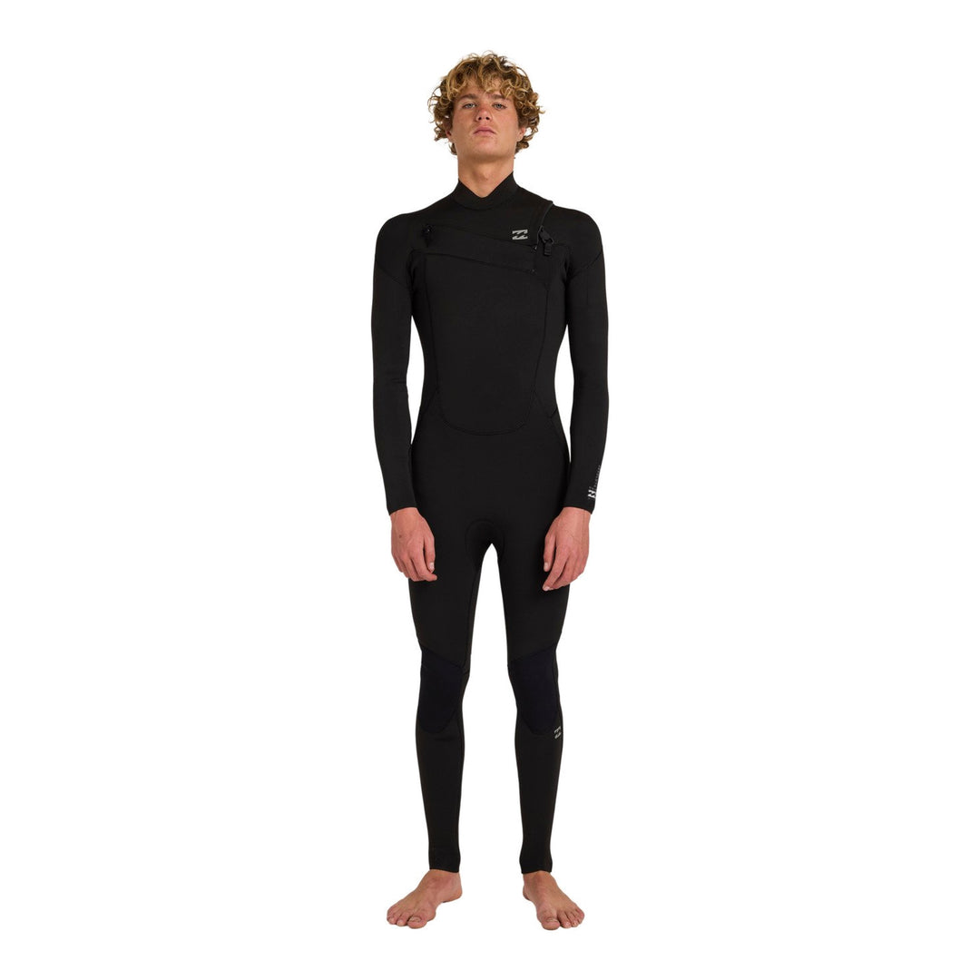 Billabong Absolute Core 5/4 chest zip wetsuit in black, front view