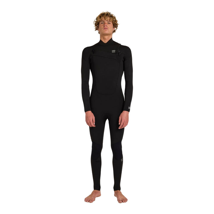 Billabong Absolute Core 5/4 chest zip wetsuit in black, front view