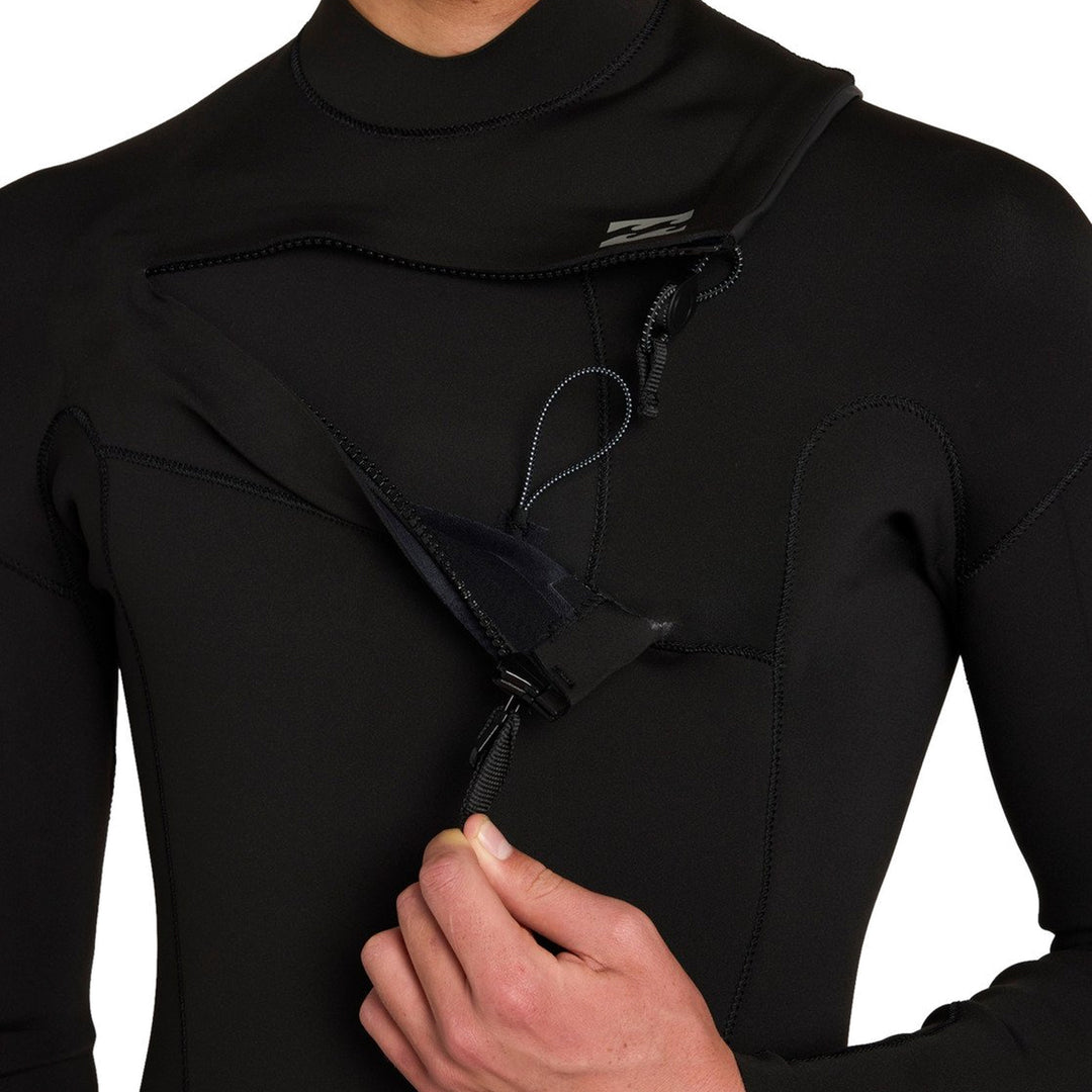 Chest zip opened on the Billabong Absolute Core wetsuit