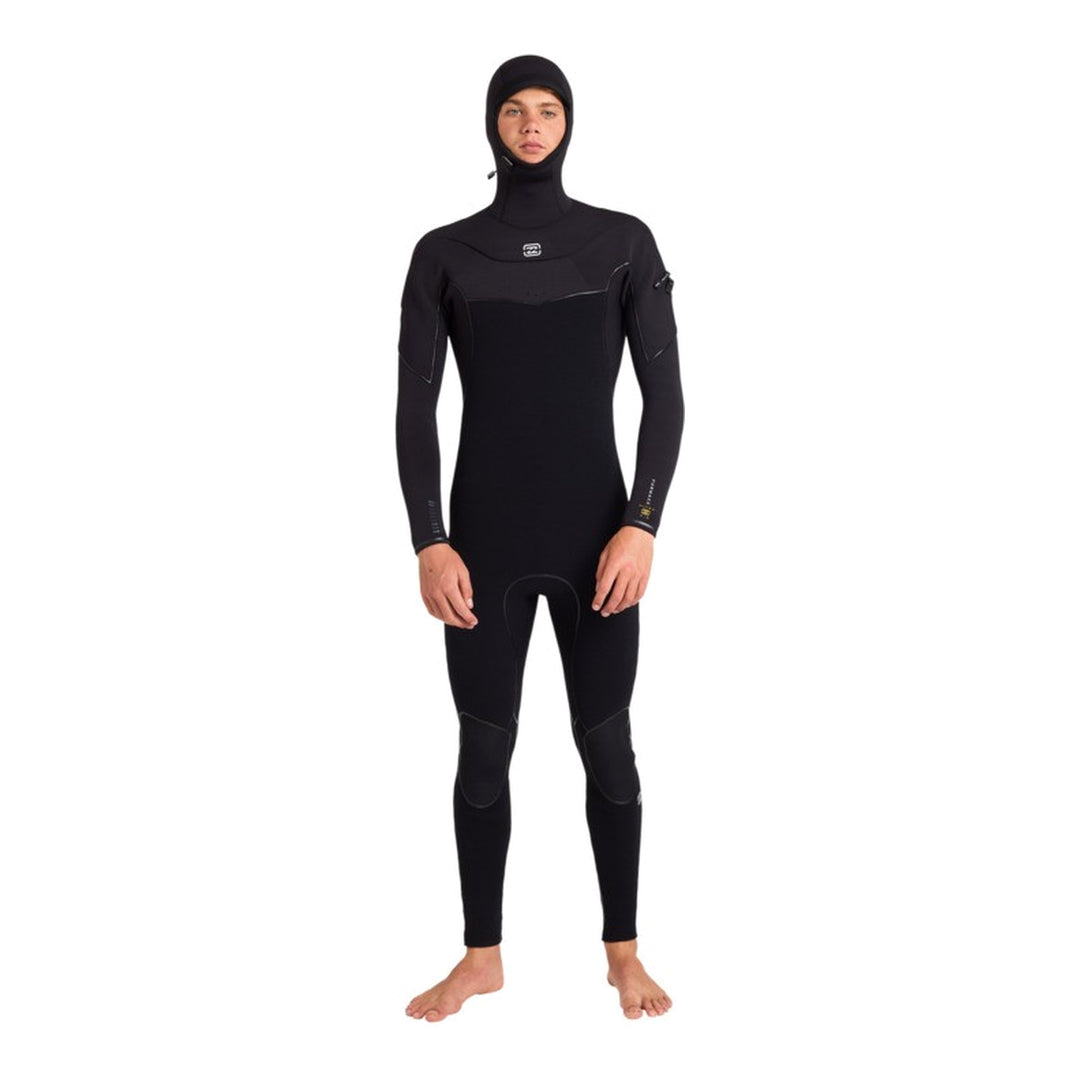 Billabong Furnace Ultra Gullwing hooded wetsuit in black, front view