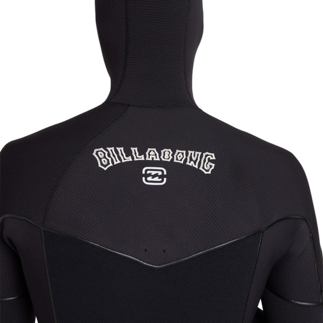 Billabong logo on the back of the Furnace Ultra hooded wetsuit
