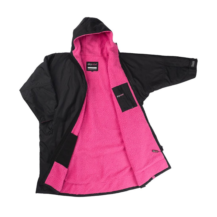 Dryrobe Advance Changing Robe Long Sleeved - Black/Pink + Free Compression Bag