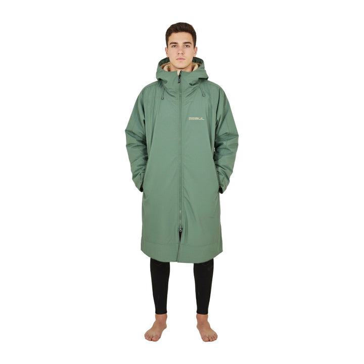 Gul Revorobe changing robe in green/taupe, front view