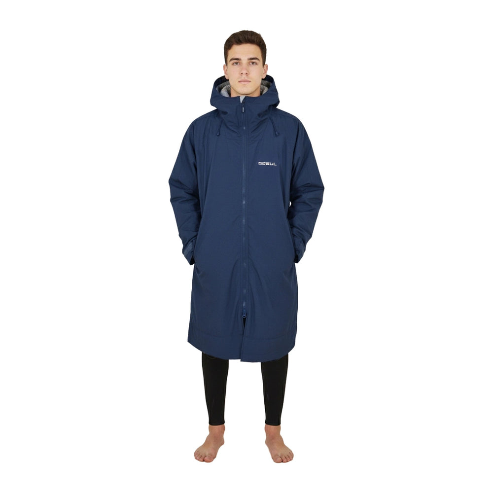 Gul Revorobe changing robe in navy/grey, front view