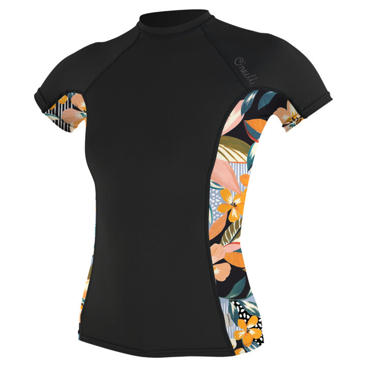 O'Neill Womens Short Sleeved Rash Vest with Sideprint Studio Image