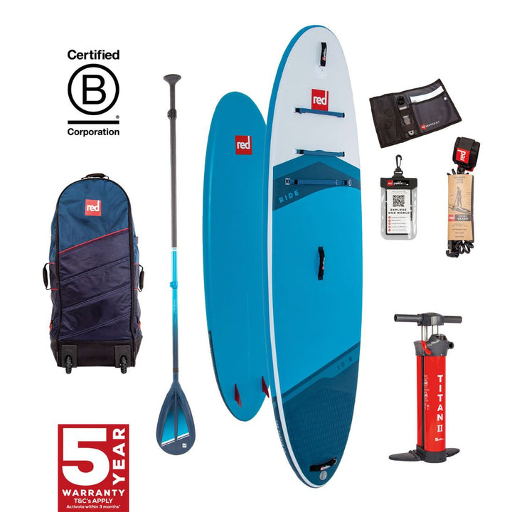 Red Paddle Ride 10ft 8in Hybrid Tough Inflatable Paddle Board Package