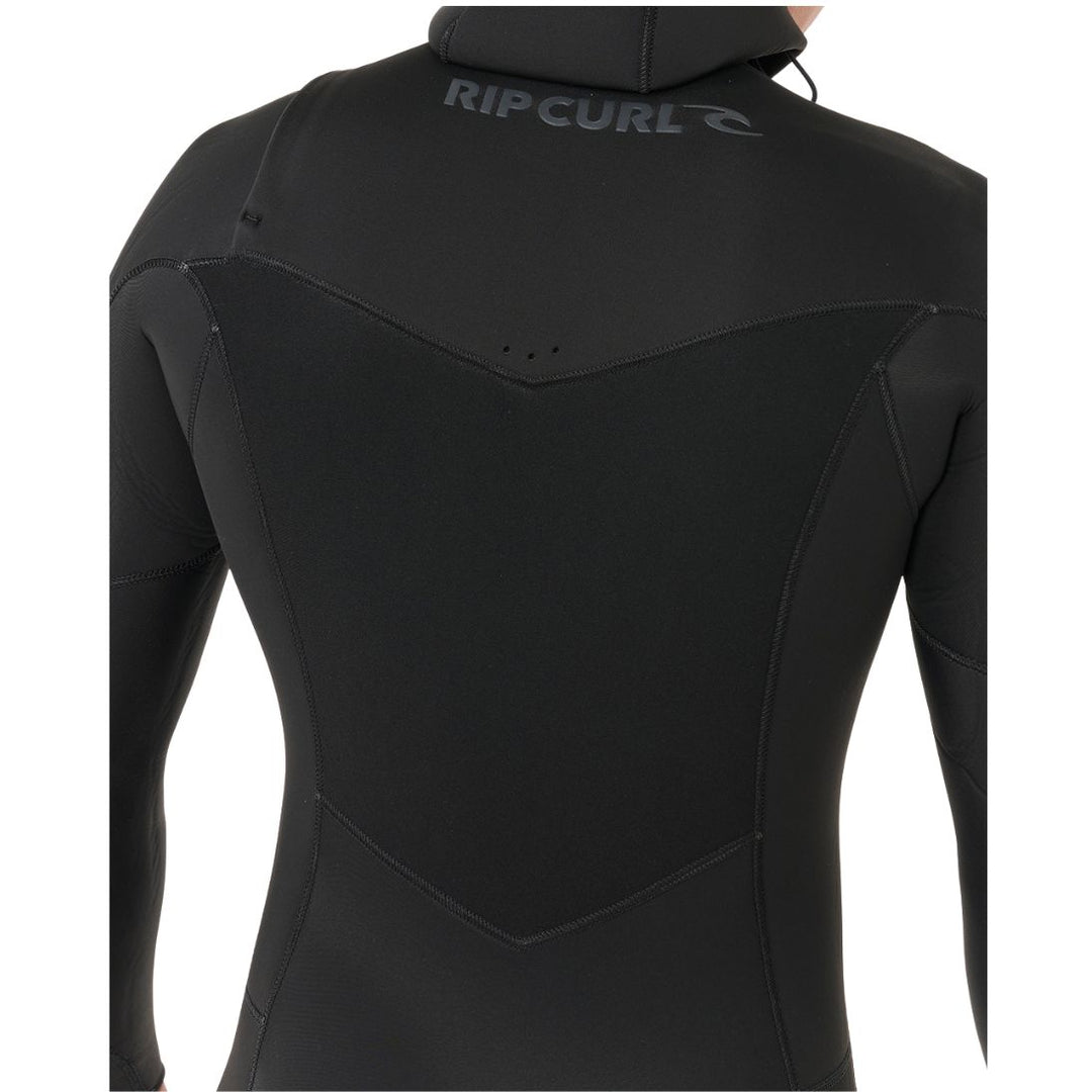 Person wearing a black wetsuit on white background