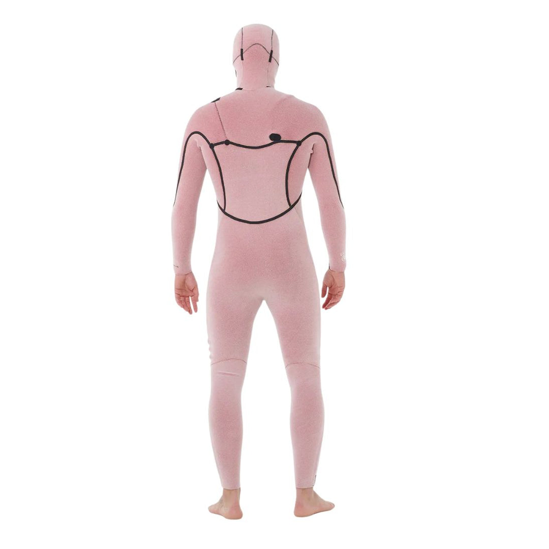 Person wearing a Rip Curl Flashbomb wetsuit inside out, showing the inner lining