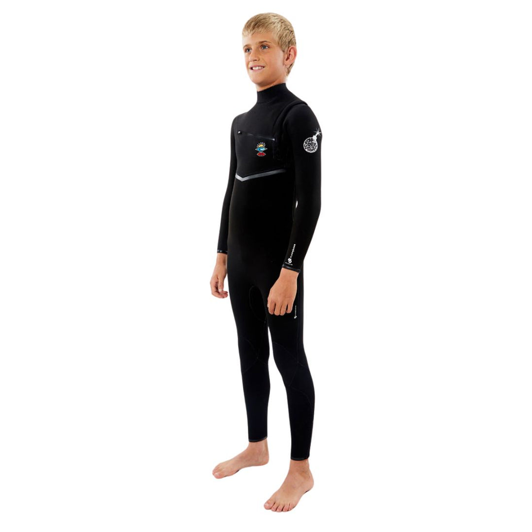 Studio Photo of Rip Curl Kids Flashbomb 5/3 Chest Zip Wetsuit black