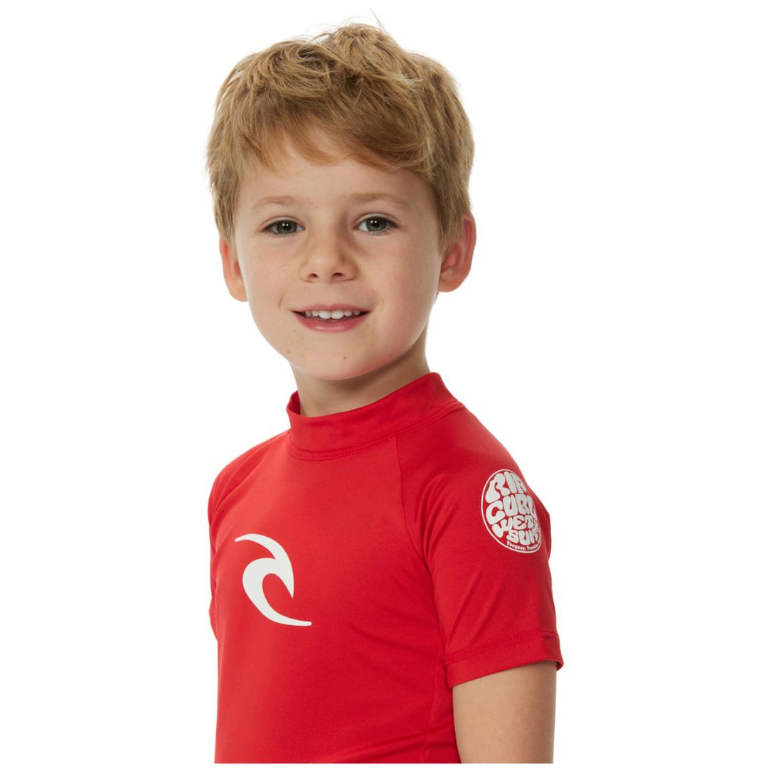 Studio Photo of Rip Curl Brand Waves Kids Rash Vest Short Sleeved