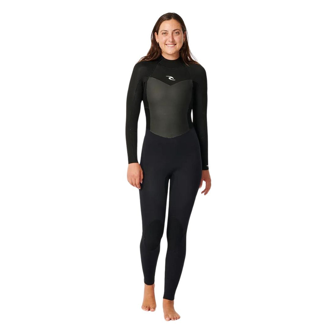 Studio Photo of Rip Curl Omega 5/3mm Back Zip  Womens Wetsuit. Front view. 