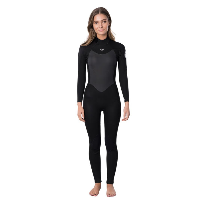 Studio Photo of Rip Curl Womens Omega 4/3 Backzip wetsuit black