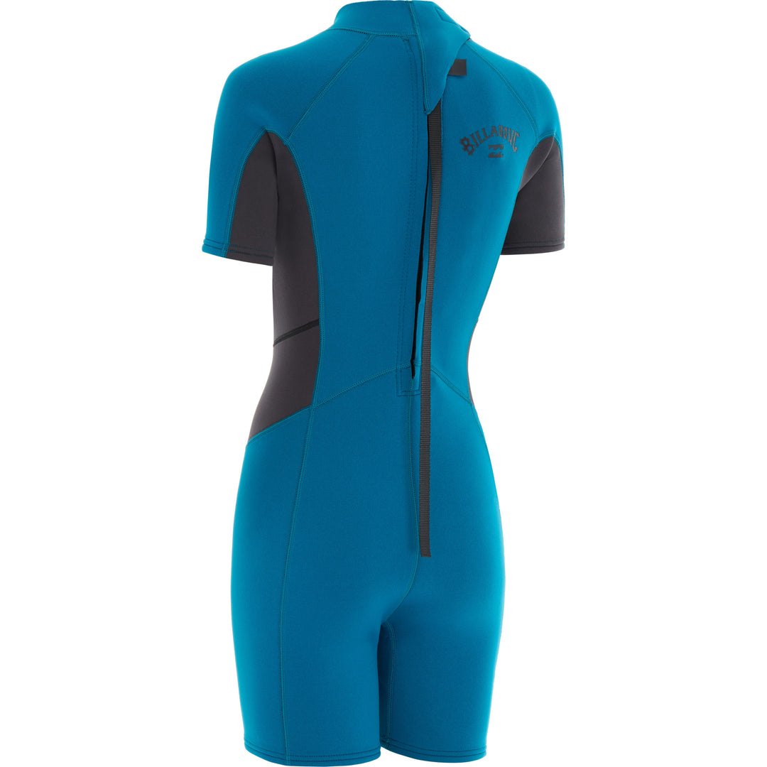 Product photo of back of Billabong Womens Launch 2mm Back Zip Shorty Wetsuit