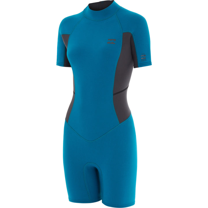 Product photo of front of Billabong Womens Launch 2mm Back Zip Shorty Wetsuit