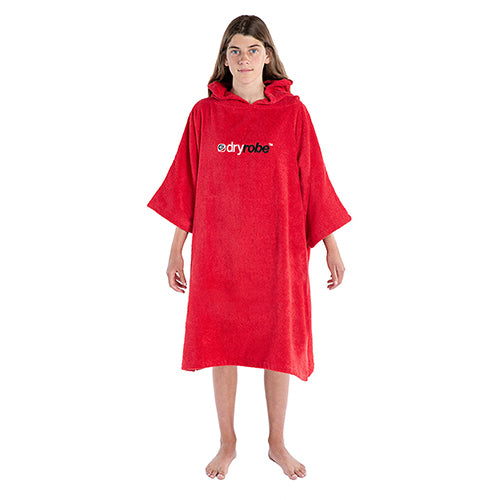 Product Photo of Dryrobe Organic Cotton Kids Poncho Towel Red Small
