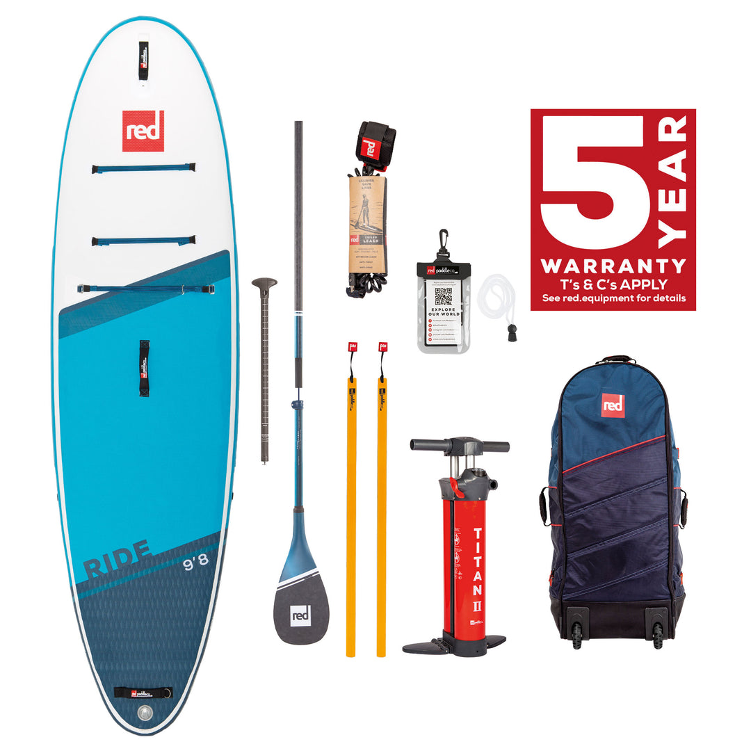 2023 Red Paddle 9ft 8in Ride Inflatable Paddle Board Package