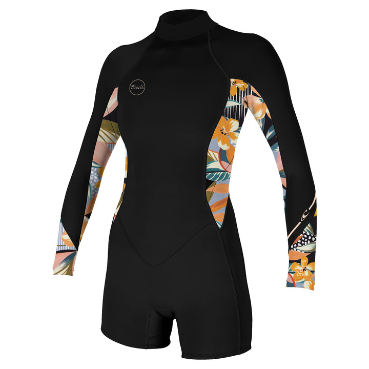 O'Neill Womens Bahia 2/1mm Long Sleeved Back Zip Shorty Wetsuit