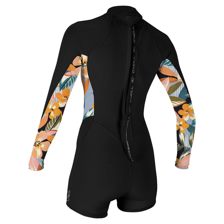 O'Neill Womens Bahia 2/1mm Long Sleeved Back Zip Shorty Wetsuit