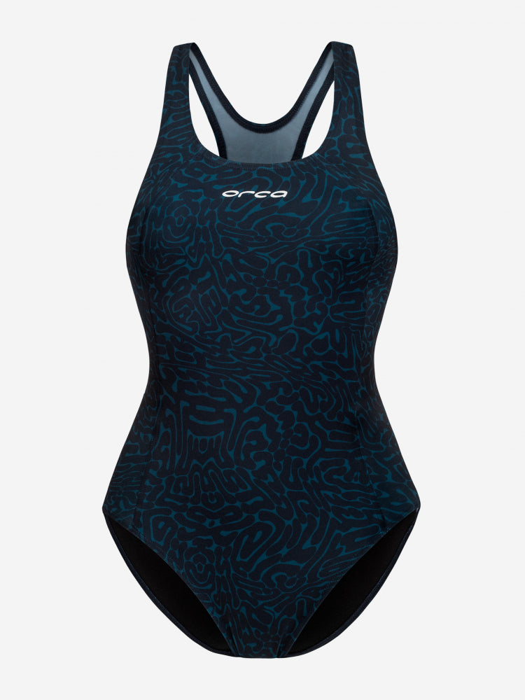 orca womens core one piece swimsuit dark blue diploria front