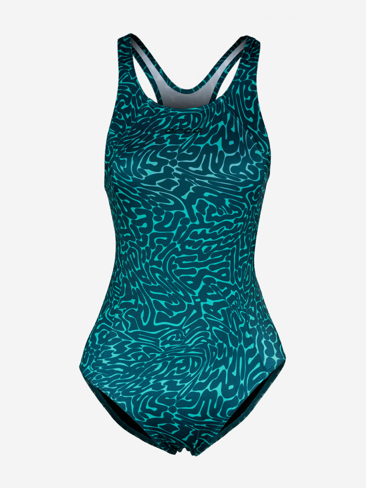 orca womens core one piece swimsuit blue green front