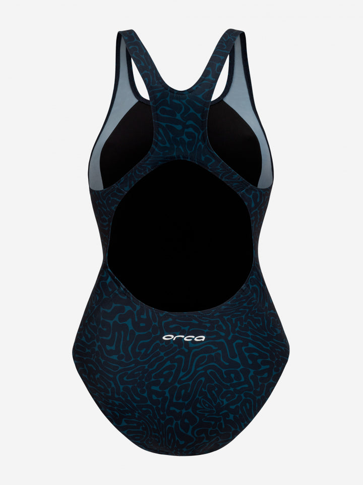 orca womens core one piece swimsuit dark blue diploria back